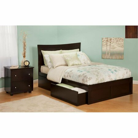ATLANTIC FURNITURE Metro Twin Bed with Flat Panel Footboard and Urban Bed Drawers in an Antique Walnut Finish AR9022114